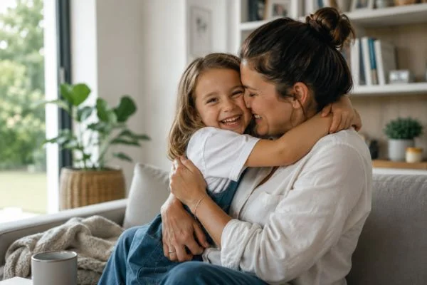 happy child with parent after parenting plans Shrewsbury